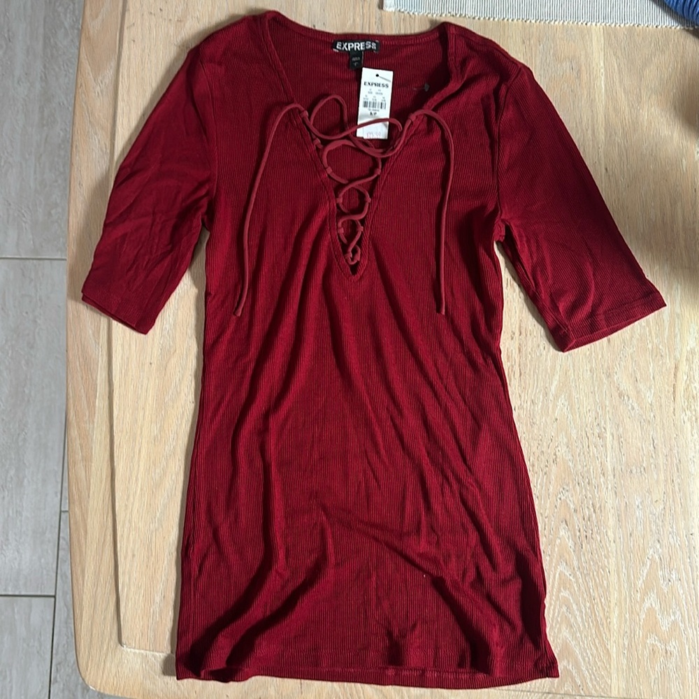 Express Size Small Burgundy ribbed shirt